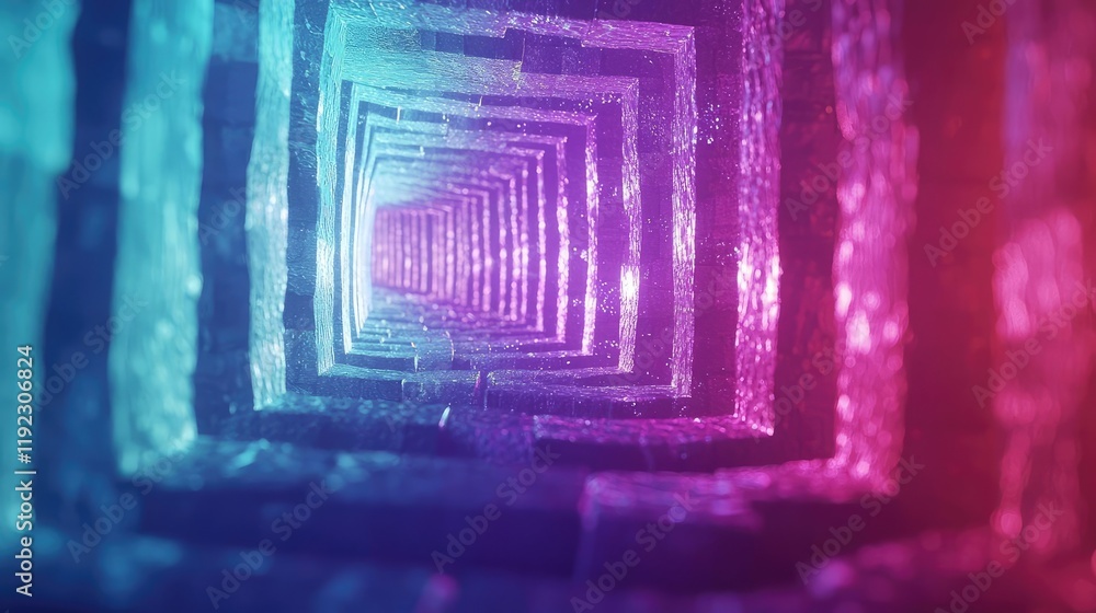 Poster vivid gradient idea. a mesmerizing digital tunnel illuminated with vibrant colors and geometric patt