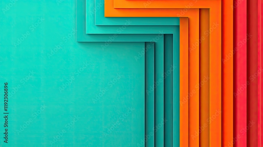 Aufkleber symmetry gradient idea. vibrant geometric layers in orange and turquoise create a modern abstract ba
