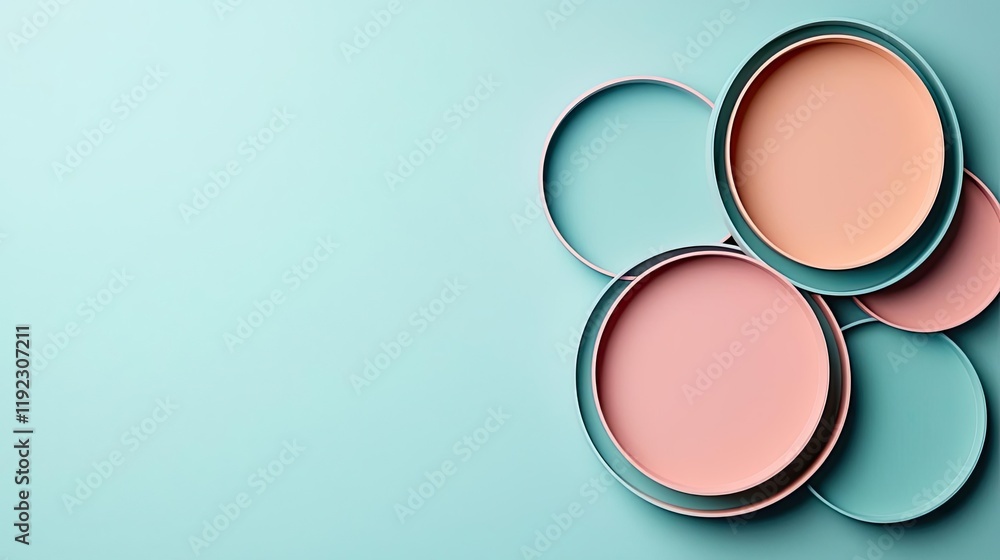 Poster symmetry gradient idea. stylish abstract shapes and colors create a modern aesthetic on a soft blue 