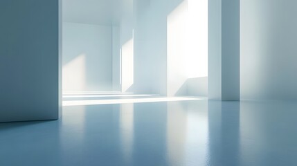 Fototapeta premium Bright minimalist interior showcase modern space architectural photography serene environment natural light contemporary design