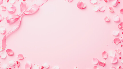 Pink background and pink petals of rose flowers. Wedding. Birthday. Happy woman's day. Mothers Day. Valentine's Day. Pink festive holiday.