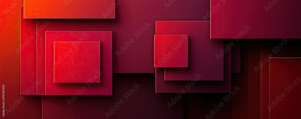 Poster minimal symmetry concept. abstract geometric shapes in vibrant red tones create a modern design elem