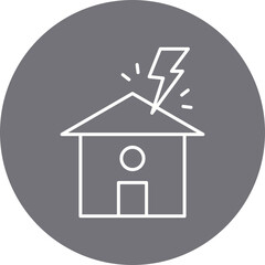Lightning Striking House icon single vector illustration