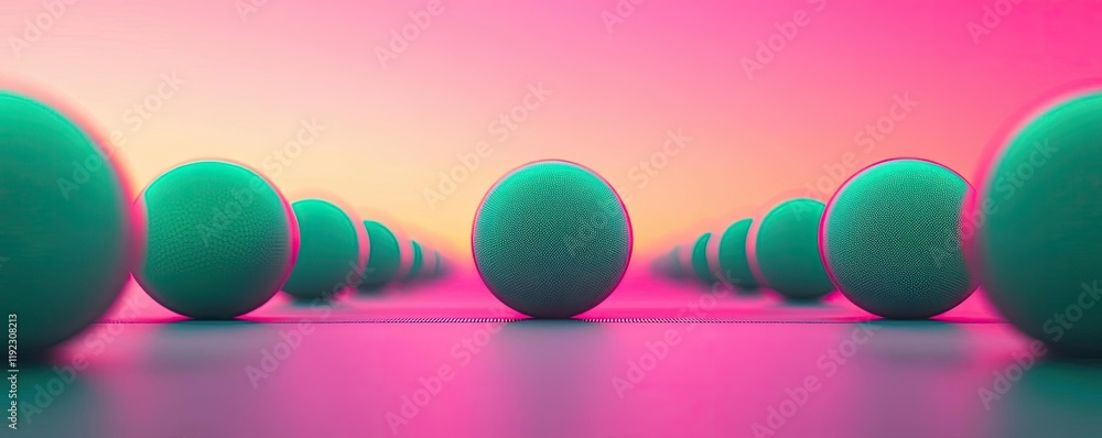Poster symmetry gradient idea. colorful abstract spheres create a vibrant modern design with gradient backg