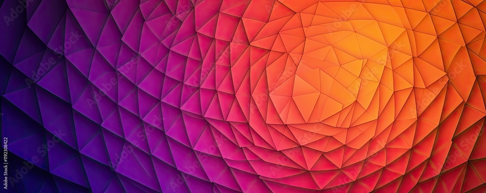 Poster symmetry gradient idea. abstract geometric pattern with vibrant orange and purple hues creating a mo