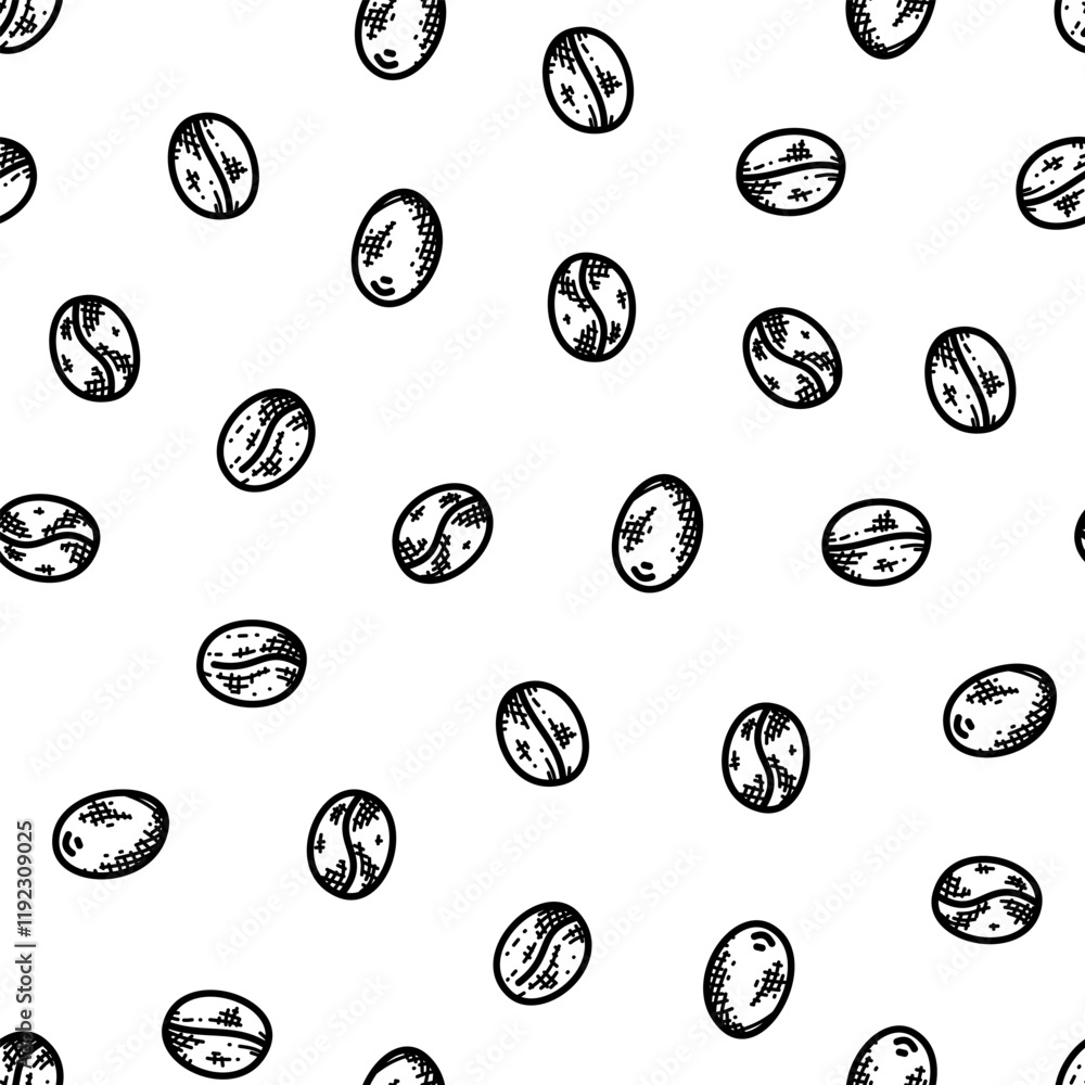 Sticker Coffee beans pattern background. cafe pattern background. coffee beans background. Coffee beans wallpaper. Coffee Beans Illustration for packaging.