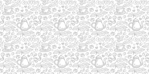 cafe pattern background. Cafe Themed Coffee Bean Pattern background. Coffee and Cafe pattern background. Vintage Coffee Doodle Pattern background.
