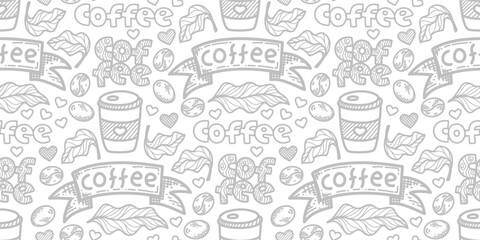 cafe pattern background. Cafe Themed Coffee Bean Pattern background. Coffee and Cafe pattern background. Vintage Coffee Doodle Pattern background.