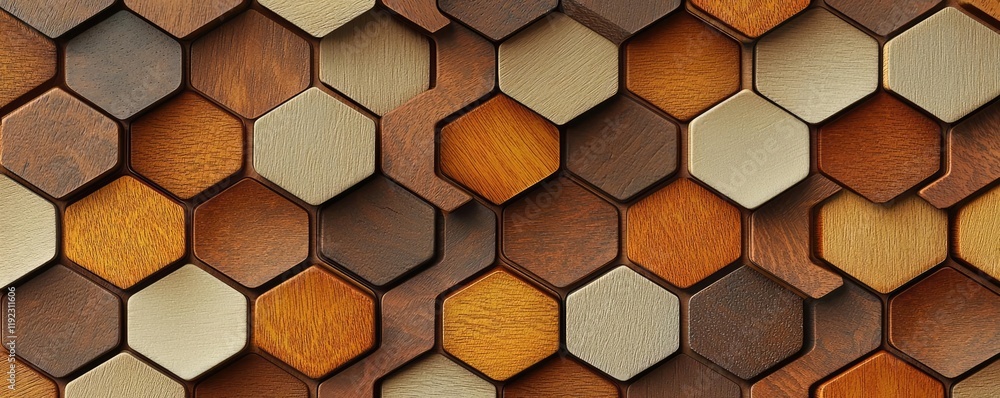 Aufkleber symmetry gradient idea. hexagonal wooden patterns showcasing diverse textures and colors for creativ