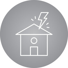 Lightning Striking House icon single vector illustration