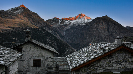 Sunset on Pizzo Stella, Alps landscape, Italy