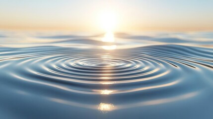 Minimal symmetry concept. Gentle ripples on water surface reflecting sunlight in a serene setting.