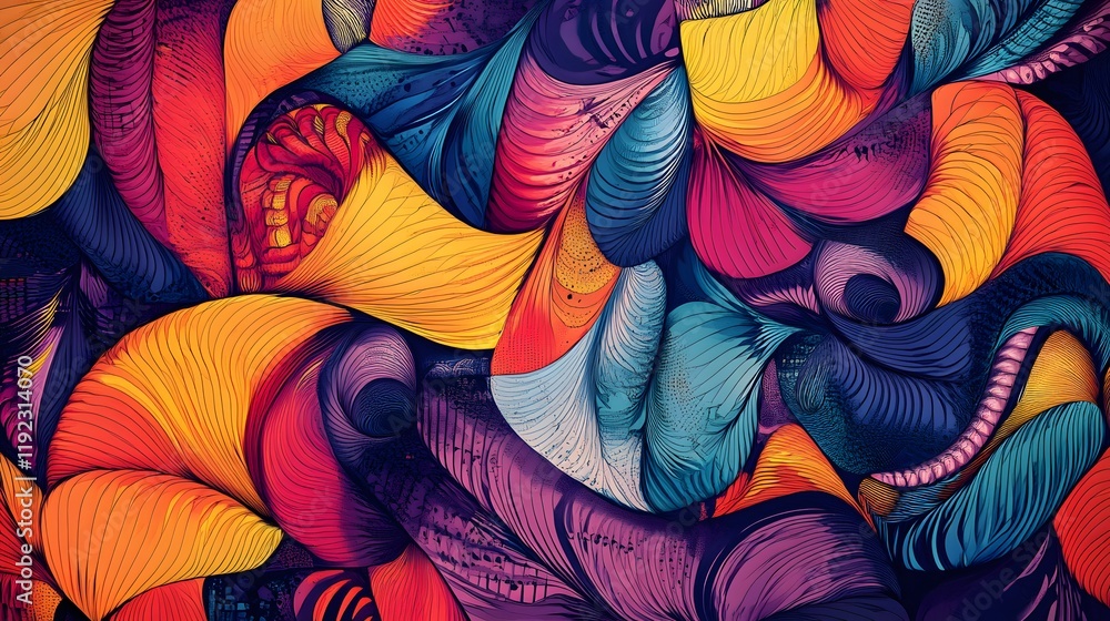 Poster vibrant abstract art composition digital creation colorful patterns creative studio artistic perspec