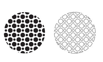Dotwork stipple circles brush set. Grain effect with stipple dots. Abstract grunge dots pattern. Stochastic dotted texture. vector illustration