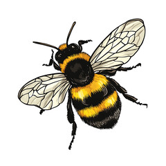 A sticker of a bee hand drawn illustration isolated on white background.PNG