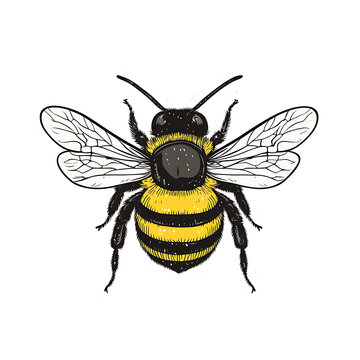 A sticker of a bee hand drawn illustration isolated on white background.PNG