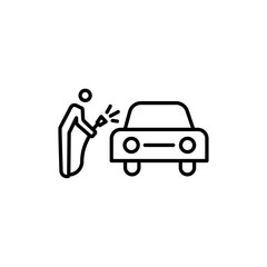 Car wash shop icon Thin line art isolated