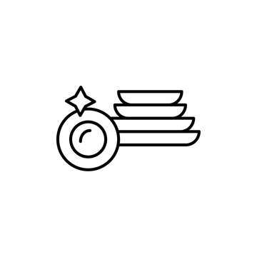 recommend clip art: Clean stack plates icon Thin line art isolated