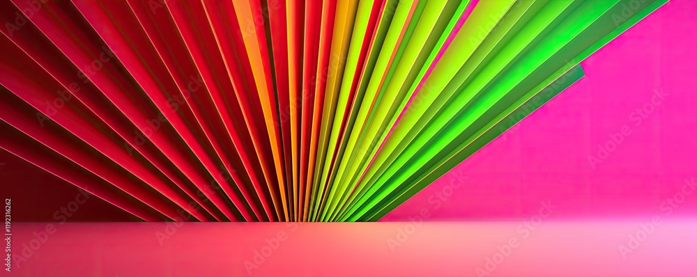 Aufkleber vivid gradient idea. vibrant colored papers arranged in a fan shape, creating a dynamic and energeti