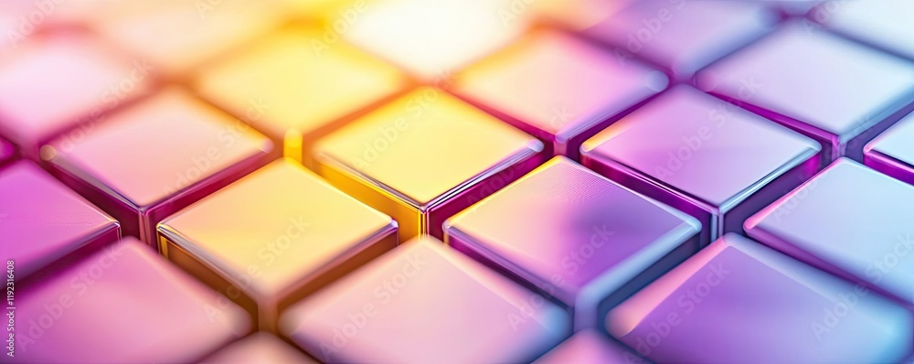 Poster symmetry gradient idea. abstract colorful tiles with glowing edges in vibrant hues, creating a moder
