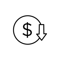 Cost reduction icon Thin line art isolated