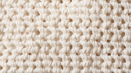 Close-Up of Soft Woolen Fabric Featuring Intricate Crochet Stitch Patterns Ideal for Textiles, Crafts, and Design Projects in Natural Textures