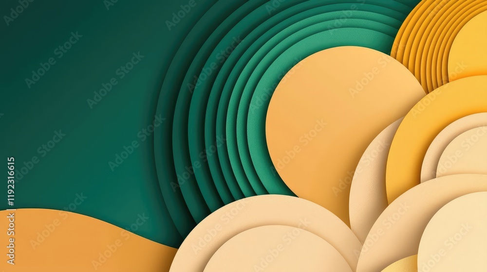 Aufkleber vivid gradient idea. abstract design featuring layered circles in green and yellow tones for creativ