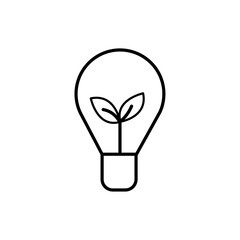 Eco light bulb icon Thin line art isolated