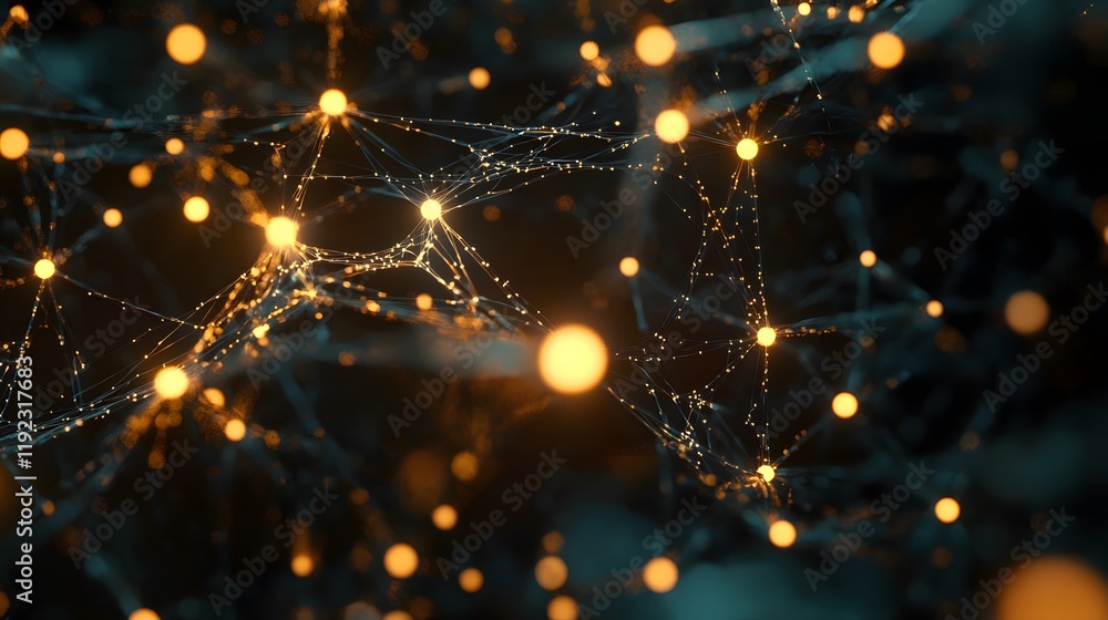 Poster illuminating neural connections abstract visualization digital space futuristic environment close-up
