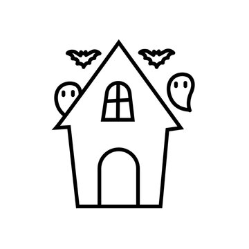 recommend clip art: Haunted house icon Thin line art isolated