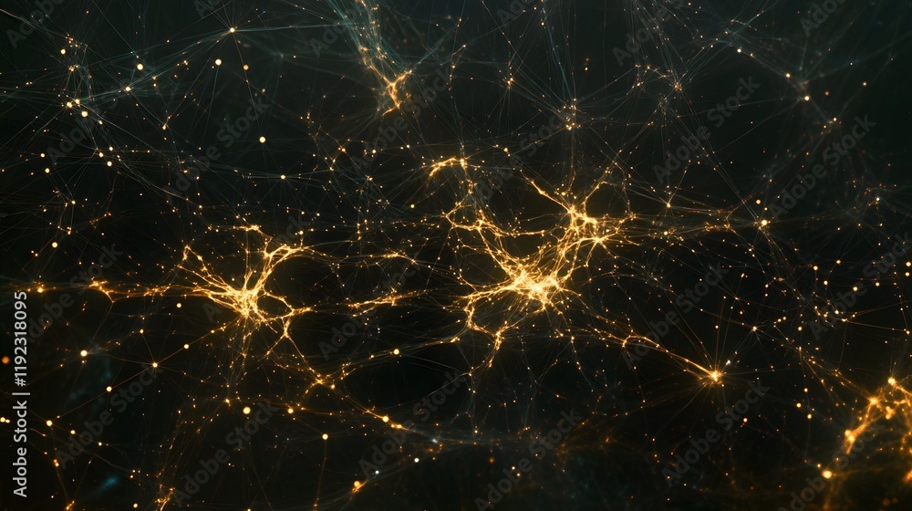 Poster dynamic neural network visualization digital space abstract art sci-fi environment close-up view tec