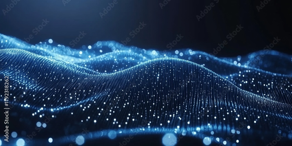 Poster Abstract blue technology background with binary code  - ai