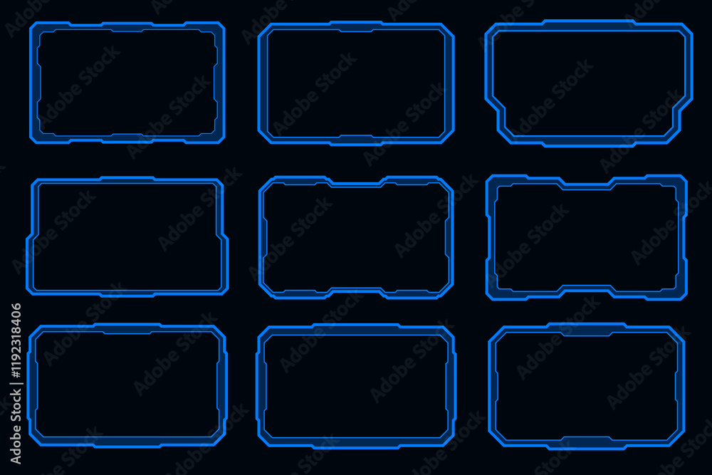 Poster futuristic hud element frame technology interface design element.