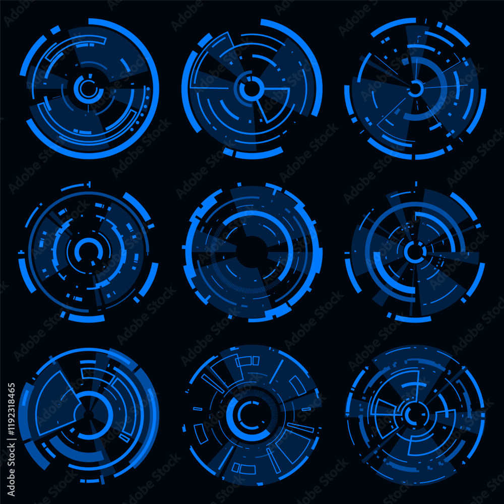 Poster set tech circle , hud futuristic frame technology. technology hi-tech element.