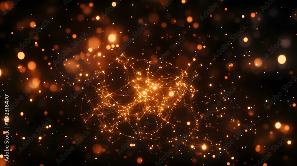 Aufkleber dynamic light particles abstract universe digital art dark background close-up conceptual visualizat