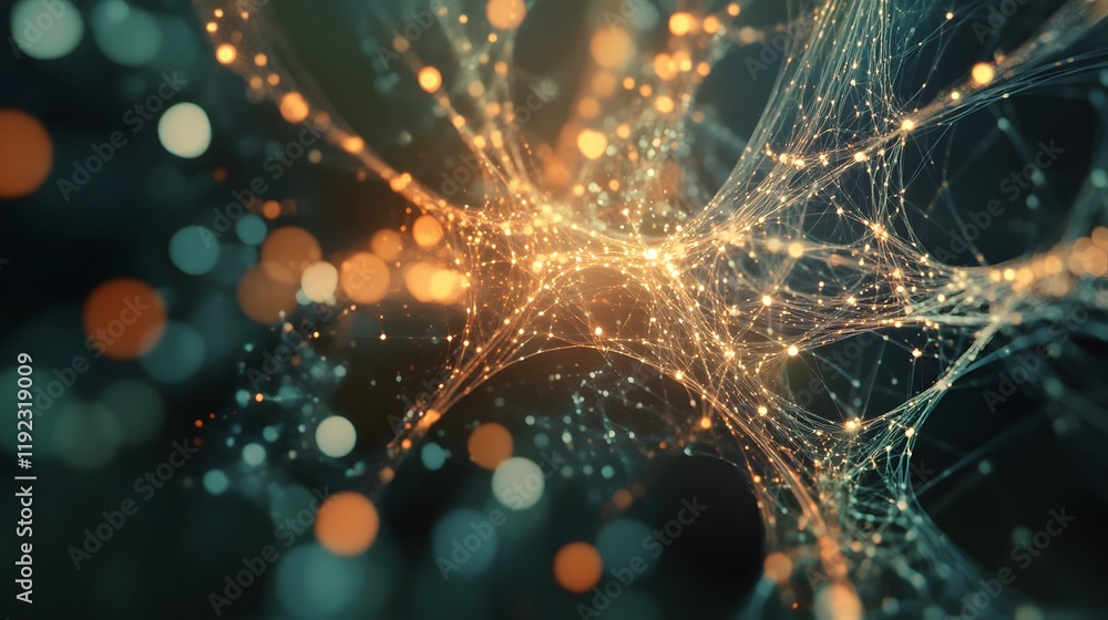 Poster exploring neural connections abstract science concept digital environment close-up view futuristic v