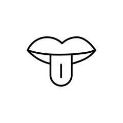 Mouth sticking tongue out icon Thin line art isolated
