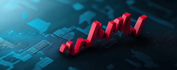 Fototapeta premium machine learning deep learning optimization concept. Rising red chart illustrating financial growth on a digital background.