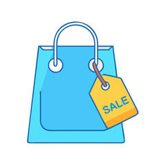 shopping bag with sale tag vector icon, shopping bag with sale tag vector illustration - simple illustration of shopping bag with sale tag, perfect for shopping bag with sale tag logos and icons