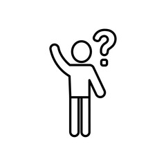 Person asking question icon Thin line art isolated