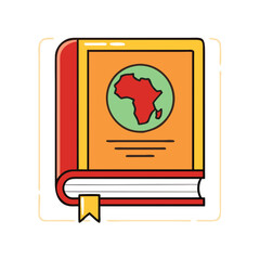 history book with africa emblem icon, history book with africa emblem vector,