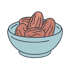 dates in a bowl vector icon, dates in a bowl vector illustration - simple illustration of dates in a bowl, perfect for dates in a bowl logos and icons