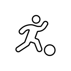 Soccer player with ball icon Thin line art isolated