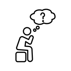 Thinking icon Thin line art isolated