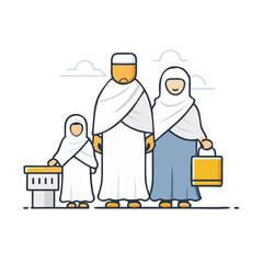 muslim family on hajj vector icon, muslim family on hajj vector illustration - simple illustration of muslim family on hajj, perfect for muslim family on hajj logos and icons