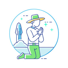 pilgrim s prayer vector icon, pilgrim s prayer vector illustration - simple illustration of pilgrim s prayer, perfect for pilgrim s prayer logos and icons