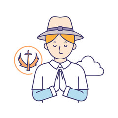 pilgrim s prayer vector icon, pilgrim s prayer vector illustration - simple illustration of pilgrim s prayer, perfect for pilgrim s prayer logos and icons