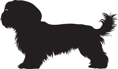Intricate Shih Tzu Silhouette Vector for Silhouette Illustration