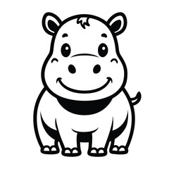 Obraz premium cute hippopotamus vector black silhouette 