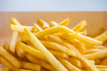 Golden Crispy French Fries Close-Up for Use in Restaurant Advertising and Menus